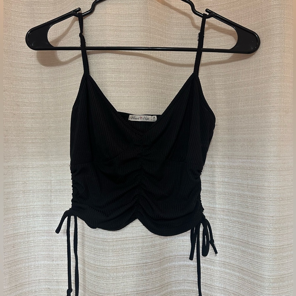 Black Ruched Crop Top - Picture 2 of 2